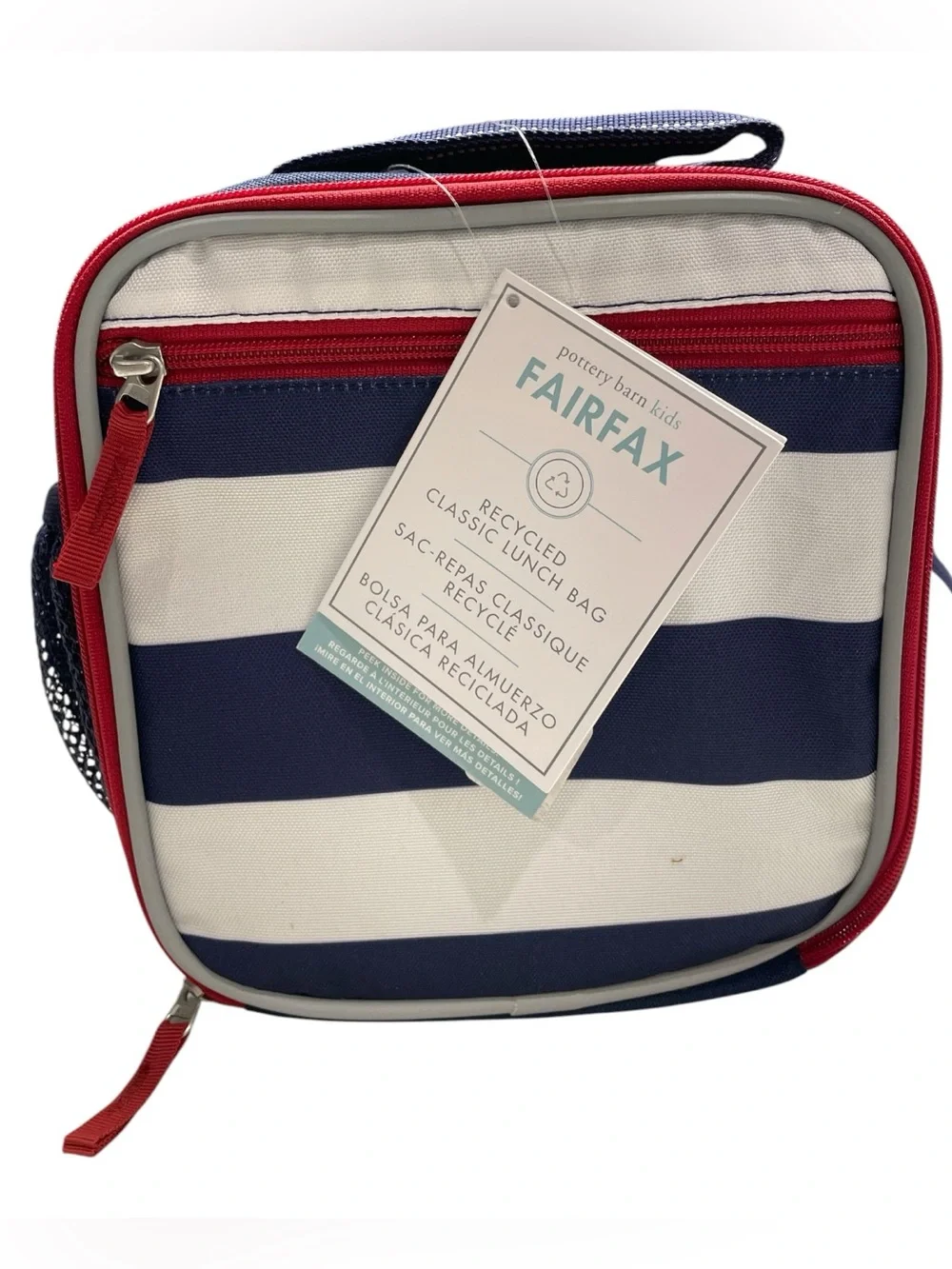 Pottery Barn Kids Fairfax Navy / White Stripe Lunch Box NWT